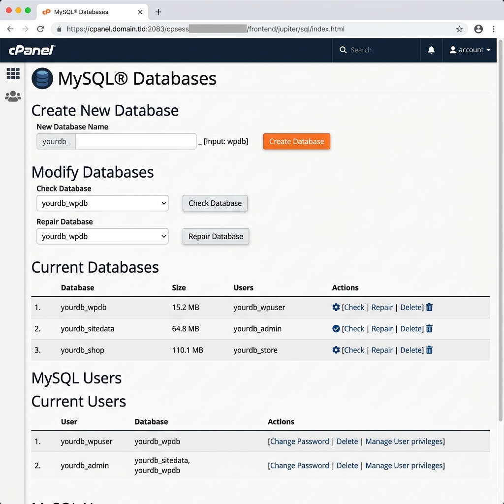 cPanel Databases